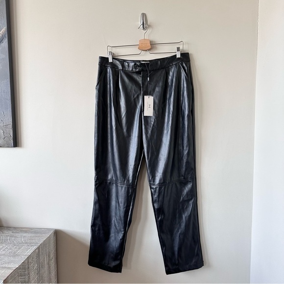 NWT-HALSTONBLACK Faux Leather Straight-Leg Pants - Picture 2 of 12